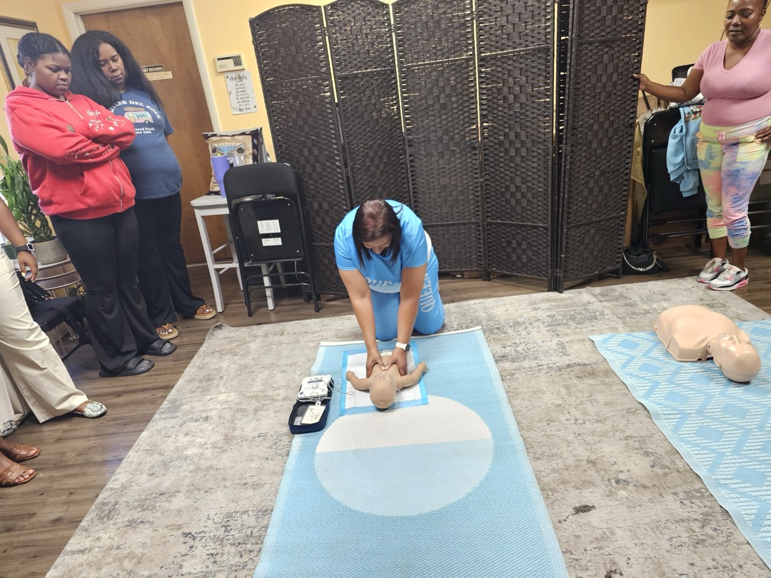 Baby CPR hands-on practice